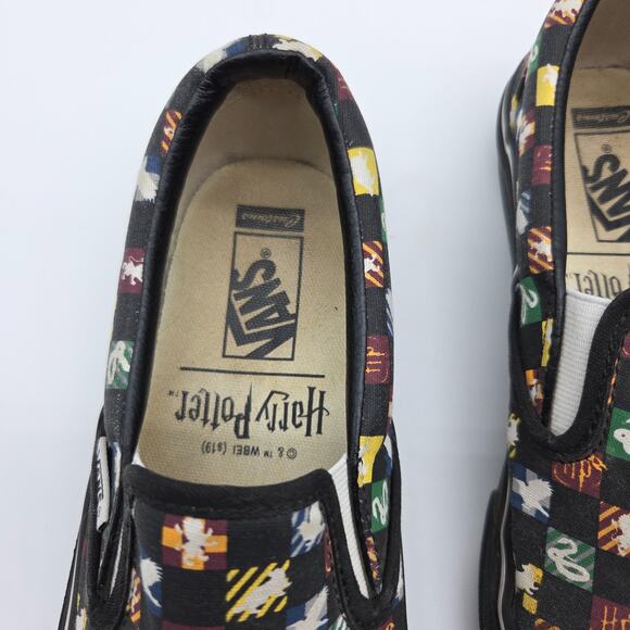 Vans x Harry Potter Classic Slip-On Sneakers Size 8 Black Checkerboard RARE - Picture 4 of 9